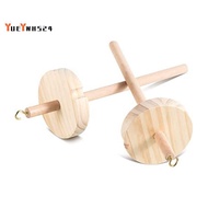 2Pc DIY Drop Spindle Top Whorl Yarn Spinner Hand Wooden  Wheel Wood Color Wood + Metal for Yarn Maki