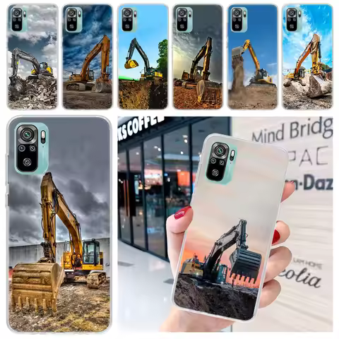 Excavating Machinery Bulldozer Man Soft Phone Case For Xiaomi Redmi Note 13 14 15 Pro Plus 12S 12 14