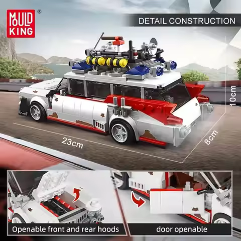 MOULD KING 27020 10021S Mini Ghost Bus Model ECTO-1 Technical Car Model Toys Assembly Building Block