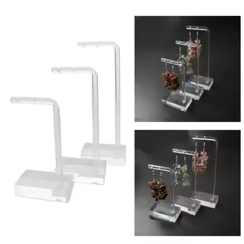 3pcs Earring Holder Stand, Acrylic Earring Display Rack Clear Earring Holder T Shape Earring Stand f