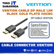 Vention Cable DP Male 1.5M Black Gold Plate HACBG