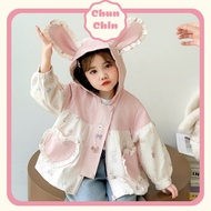 AK073 Chun Chin | AK Wind Pink Cream Heart Bag Rabbit Ear Hat for Girls 10-21kg