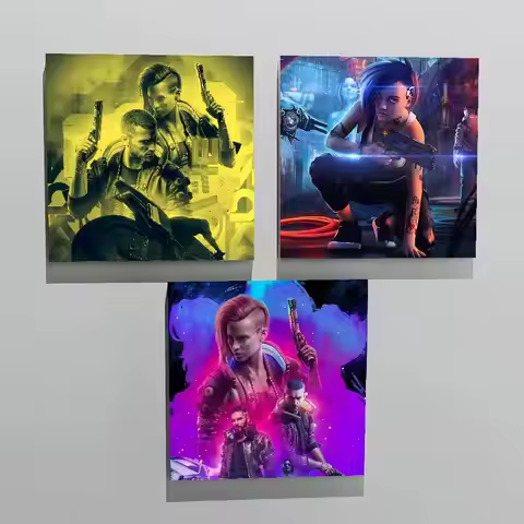 Game Cyberpunk 2077 PVC Refrigerator Magnets Heat Transfer Printing Fridge Sticker For Home Kitchen 