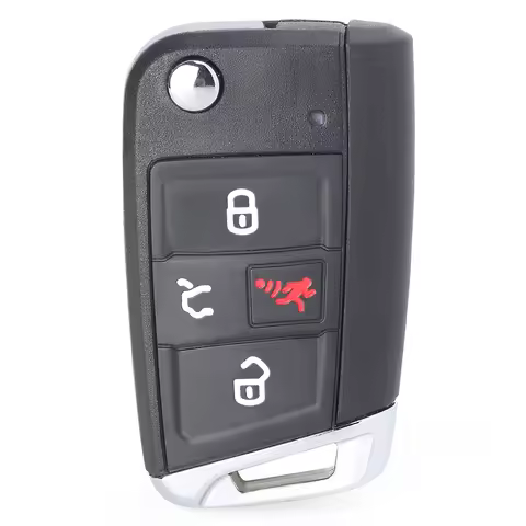 Keyecu Flip Remote Car Key Shell Case 4 Buttons for Volkswagen Tiguan Atlas Jetta Golf GTI NBGFS12A0