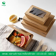 MFH4B - 1600ml - 50 hộp giấy kraft đựng thực phẩm, hộp giấy đựng thức ăn có cửa sổ, hộp đựng cơm
