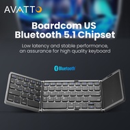 AVATTO Bluetooth Keyboard 3 Channels Connection Portable Mini Three Folding Bluetooth Keyboard 64 Keys Wireless Foldable Touchpad Keypad for Windows Android IOS Tablet ipad Phone