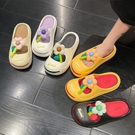 Women's Closed Toe Half Slippers with Shit Feeling Summer Outwear 2024 New Coros Shoes Non Slip Sandals for Pregnant Women