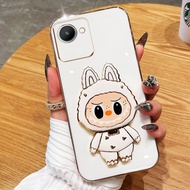 VRQR Labubu Casing for Realme C30 C30S Realme Narzo 50i Prime Rotating Bracket with Mirror Soft Shel