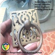 Handle Pintu Kuningan Antik Rumah Gebyok Kupu Tarung Ukir 063 juwana