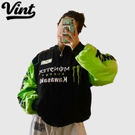 Vint Kawasaki F1 Jacket For Women Embroidery Vintage Riding Jacket For Men Motor Monster Coat Loose