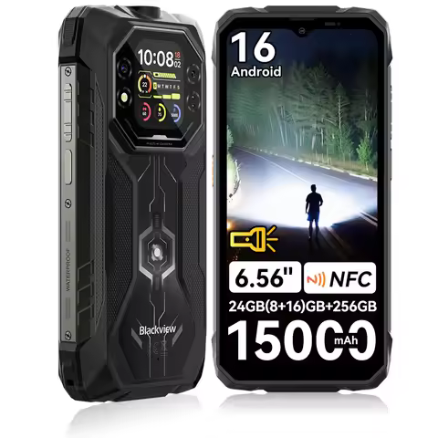 Blackview ROCK 1 Rugged Smartphone, Android 16, 24GB(8+16GB Expand) RAM 256GB ROM, 6.56" HD+ IPS Dis