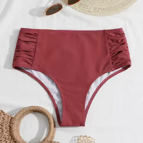 Swimsuit Bottoms for Women Women Retro High Waisted Bikini Bottoms Solid Color Swimsuit Bottoms Desi