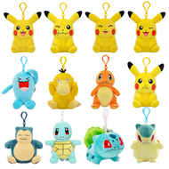 พวงกุญแจตุ๊กตา Pikachu Charmander Psyduck Squirtle Snorlax wobbuffet สำหรับเด็กของขวัญของเล่น