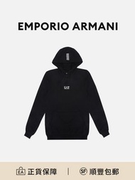 EMPORIO ARMANI EA7 男士純色Logo印花連帽長袖衛衣[平行進口]
