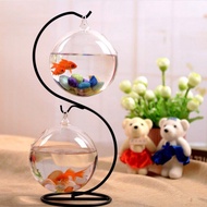 HATELI Hanging Small Fish Tank Mini Tank Desk Top Creative Glass Small Goldfish Tank Aquarium