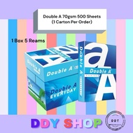 【A4 Paper 1 Box】Double A Everyday 70gsm A4 Paper 5 x 500 sheets (Only Can Order 1 Carton Per Order)