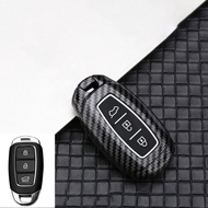 For Hyundai Palisade Venue Veloster Grandeur Azera I30 Ix35 Santa Fe TM Elantra GT KONA Carbon Car Key Cover Case Accessories