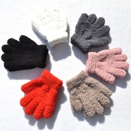 New 1-4Y Kids Gloves Winter Baby Plush Coral Gloves Toddler Full Fingers Cute Mittens Warm Windproof