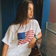 MERAH T-shirt Distro California USA Flag White Black Red Short Sleeve Men Women Street style hype be