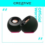 CREATIVE - Pebble Pro 黑色 具備藍牙™ 5.3 和自訂 RGB 燈光的時尚 2.0 USB-C 電腦喇叭