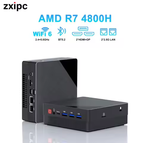 Mini PC Computer Gaming AMD Ryzen7 4800H 5800H 4500U 7530U Pocket Dual HDMI LAN WIFI6 BT 5.2 NUC Off