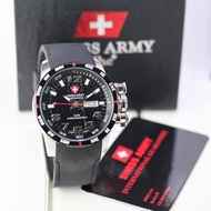 jam tangan pria swiss army 8000 original tali kulit analog tanggal hari aktif