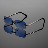 [Oossoo] GM LUMIAS Rimless Rectangle Sunglasses Men Fashion Vintage Gradient Multi-color Sun Glasses