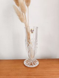 全新早期日本製SOGA水晶玻璃瓶 花瓶花器 高腳杯 16cm 厚實水晶玻璃 老玻璃 年代物 復古老件 居家擺飾 珍藏美品