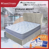 3336 Bed Frame | Frame + 10" Mattress Bundle Package | Single/Super Single/Queen/King Storage Bed | Divan Bed