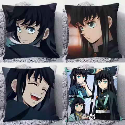 Demon Slayer Anime Cartoon Hug Pillow Muichiro Tokito Peripheral Goods Soft Plush Cushion Home Decor