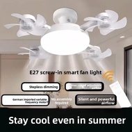 3/4Heads Ceiling Fan 60W 2in1 Multifunction E27 LED Fan Light With Foldable Remote Control Dimming D