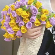 鈴蘭花朵毛毯花束毯子手工毯編織 diy 材料包鉤織花毯禮物