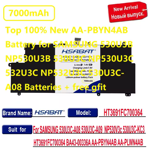 Top 100% New AA-PBYN4AB Battery for SAMSUNG 530U3B NP530U3B 530U3C NP530U3C 532U3C NP532U3C 530U3C-A