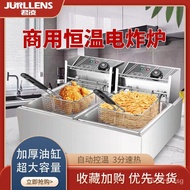 Junling Deep Frying Pan Commercial Timing Single and Double Cylinder Electric Fryer Fried Chicken Cutlet French Fries Fryer Large Capacity Deep Frying Pan