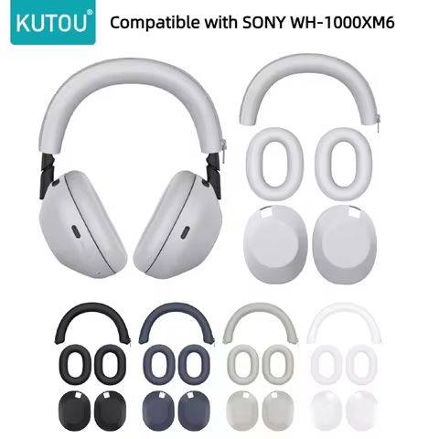 KUTOU3-in-1 Silicone Sweat Case Cover for Sony WH-1000XM6 Headphones Silicone Ear Pads Covers Headba