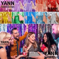 YANN Foil Fringe Curtains, 2M Background Decoration Foil Fringe Tinsel Curtain, Decor Colorful Shiny