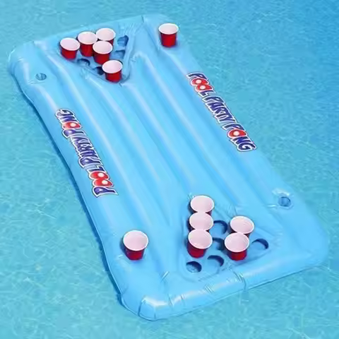 Beer Pool Table Floating Pingpong Barge Beer Inflatable Pong Table Lounge Floating Raft Toys For Adu