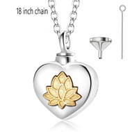 Eudora 925 Sterling Silver Lotus Flower Keepsake Heart Locket Necklace Pendant Memorial Urn Jewelry 