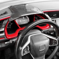 Carbon Fiber Dashboard Cover Center Console Steering Wheel Speeeter Cover For Honda Civic 10th Gen F