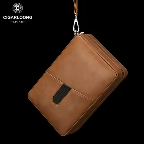 New travel Cigar Humidor Gadgets Portable Leather Cigar Case 4-6 Tubes Cigars Holder Cedar Wood with