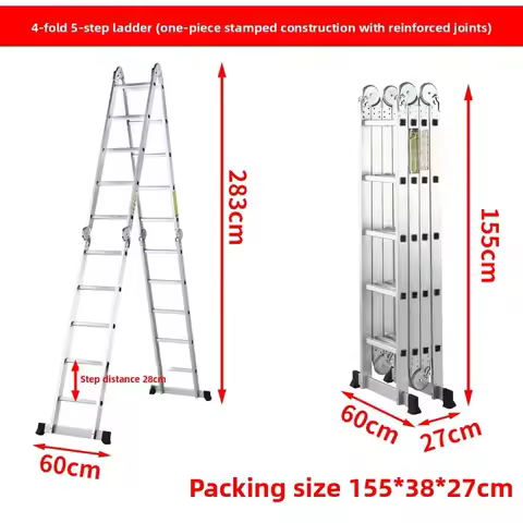 Minimalist Multipurpose Folding Ladder Aluminum Alloy Thickened Herringbone Ladder Telescopic Outdoo