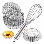 Stainless Steel8Egg beater, lace egg tart mold, egg tart cup, suitable for baking in the oven, home-