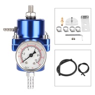 Adjustable FPR Aluminum Alloy Universal FPR Fuel Pressure Regulator with Gauge Hose 0140psi Adjustab
