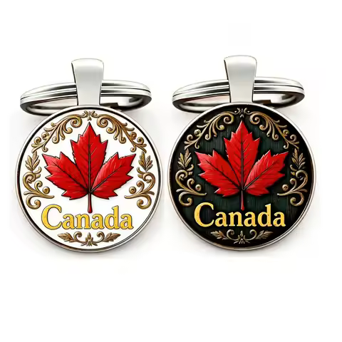 1PC Canada Keychain Souvenir, Canadian Maple Leaf Keychain, Red Maple Leaf & "CANADA" Durable Metal