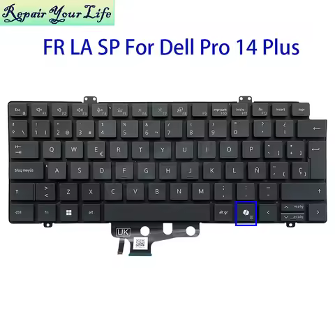Spain Latin French AZERTY Keyboard Backlight For Dell Pro 14 Plus PB14250 PB14255 PC14250 MC14255 0V