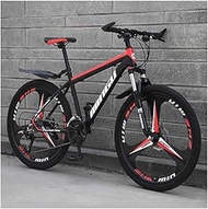 Fashionable Simplicity 26 Inch Men's Mountain Bikes High-carbon Steel Hardtail Mountain Bike Mountain Bicycle with Front Suspension Adjustable Seat (Color : 27 Speed, Size : Black Red 3 Spoke)