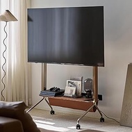 JKGHK Brown Rolling TV Stand, 7 Levels of Height Adjustment Mobile TV Cart, Portable TV Stand with C
