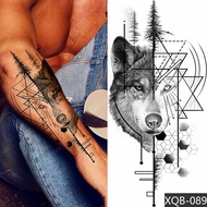 Wolf Jungle Men Temporary Tattoo Waterproof Sticker Arm Cool Big Hipster Cross Eagle Tiger Black Tra