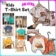 Children Short-Sleeved Suit Pure Cotton Girls Summer Clothes Boys t-Shirt Two-Piece Baby Baby Clothe