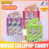 HIJAU Ligugi Viral Lollipop Music Candy 3 Flavors Green Apple Grape Strawberry Candy Music Lollipop 